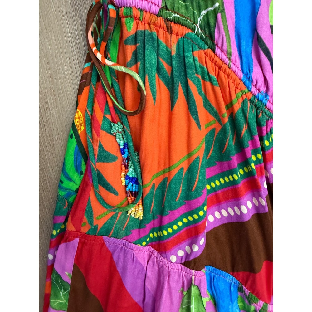 Colorful Tropical Fringe Spaghetti-Strap Sundress - Multi - Picture 4 of 9